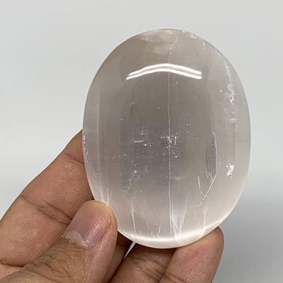 106 Grams, 2.6"x2"x1.1", Natural Untreated Selenite Palm-Stone Crystal, palmstone, Reiki Energy, Collectible, Handmade, Home Decor, B11871
