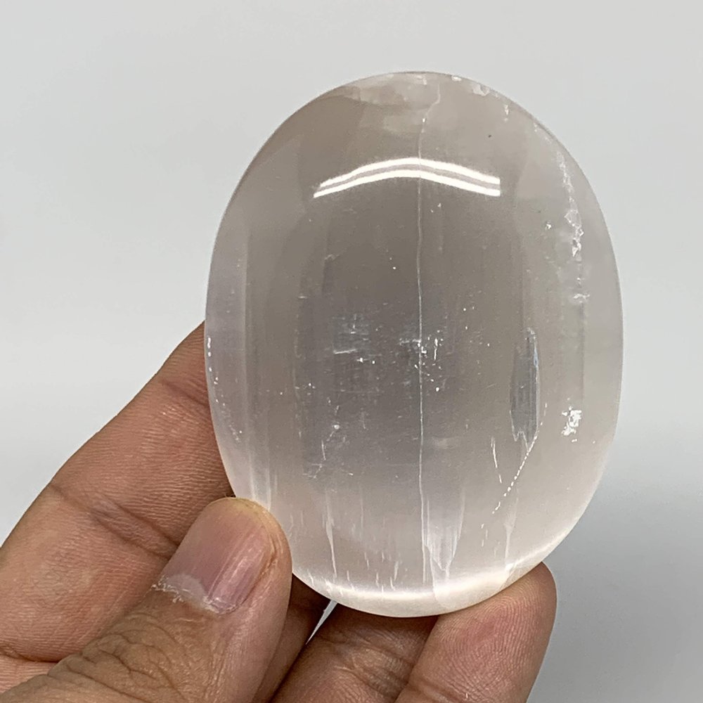 106 Grams, 2.6"x2"x1.1", Natural Untreated Selenite Palm-Stone Crystal, palmstone, Reiki Energy, Collectible, Handmade, Home Decor, B11871