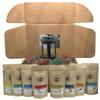 Coffee Gift Box Set 8 Assorted Coffees 2oz plus1 French Press Glass Coffee Maker. Amazing coffees from all over the world. view 1