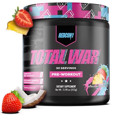 REDCON1 Total War Pre Workout, Vice City - L Citrulline, Malic Acid, Green Tea Leaf Extract for Pump Boosting Pre Workout for Women & Men - 3.2g Beta Alanine to Reduce Exhaustion (30 Servings)