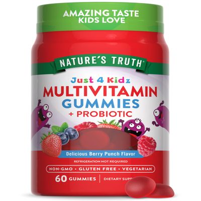 Nature's Truth Kids Multivitamin Gummies with Probiotics | 60 count | Berry Punch Flavor | Vegetarian, Non-GMO & Gluten Free Supplement