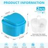 KISEER 2 Pack Colors Denture Bath Case Cup Box Holder Storage Soak Container with Strainer Basket for Travel Cleaning (White and Light Blue) view 2