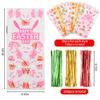 CCINEE 120PCS Easter Treat Bags,Cellophane Cookie Bags with Twist Ties Egg Bunny Candy Bags for Kids Easter Party Supply view 2