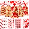 Zonon 200 Pcs Valentines Treat Bags Bulk, 4 Assorted Styles Heart Clear Plastic Valentine's Day Cellophane Bags for Candy Gifts with 200 Pieces Twist Ties for Party Favor Kids Class Holiday Supplies view 1