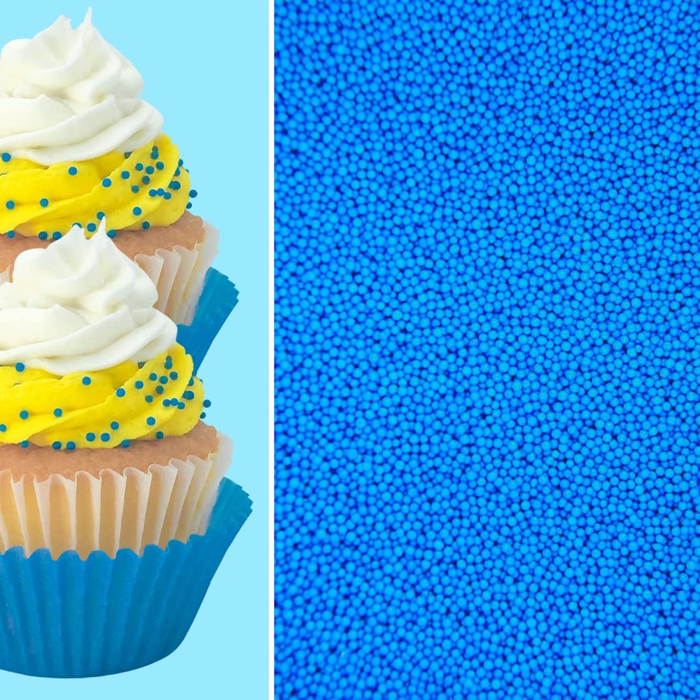 Sprinkle Deco Blue Nonpareils Mini Round Balls Confetti Sprinkles Toppings for Cake Cookie Cupcake IceCream Donut 6oz