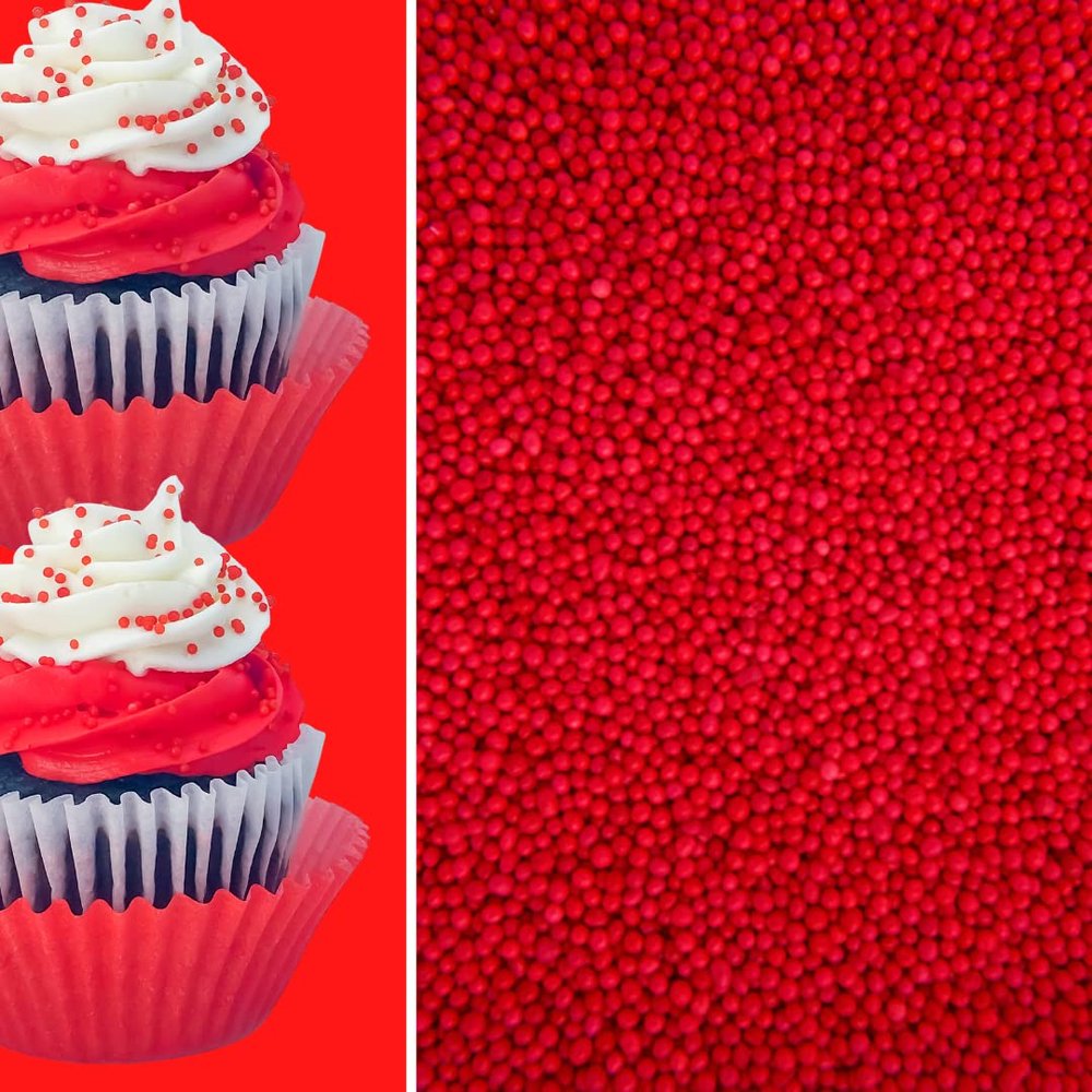 Sprinkle Deco Deep Red Nonpareils Bake In Sprinkle On Mini Pearls Confetti Sprinkles Toppings For Cake Cookie Cupcake Icecream Donut 6oz Bag