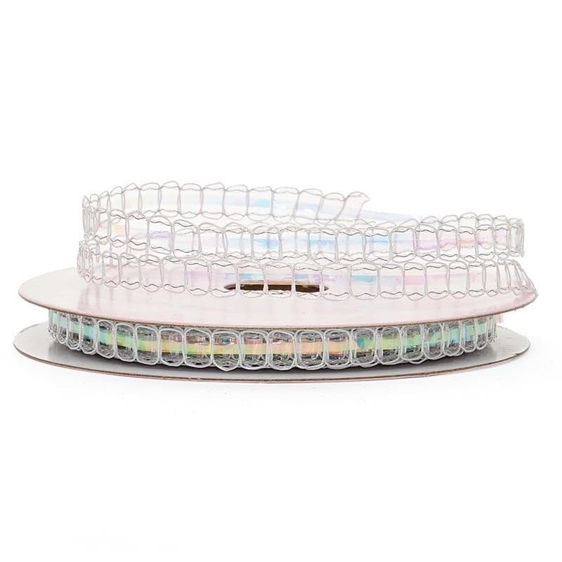 1/4" X 10 Yards Metallic Chain Link Wired Ribbon - Iridescent
