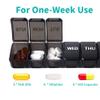 2 Packs Weekly Pill Organizer,Pocket Daily Pill Case Pill Box for Pills/Vitamin/Fish Oil/Supplements (Black) view 3