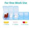 2 Packs Weekly Pill Organizer,Pocket Daily Pill Case Pill Box for Pills/Vitamin/Fish Oil/Supplements (Blue) view 3