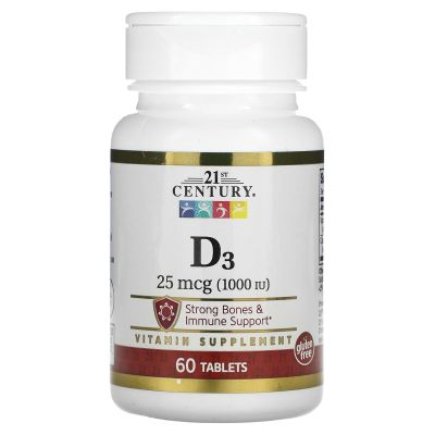 21st Century D3, 25 mcg (1,000 IU), 60 Tablets