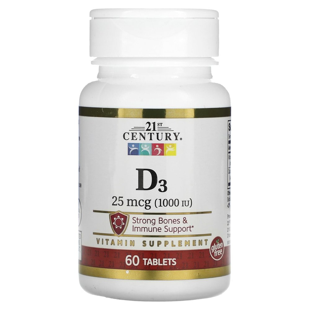 21st Century D3, 25 mcg (1,000 IU), 60 Tablets