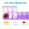2 Packs Weekly Pill Organizer,Pocket Daily Pill Case Pill Box for Pills/Vitamin/Fish Oil/Supplements (Purple) view 3