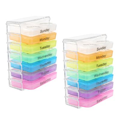 2sets Portable Medicine Organizer Lightweight Pill Storage Case for Outdoor Use Moisture Daily Medicine Container for Travel and Vitamins