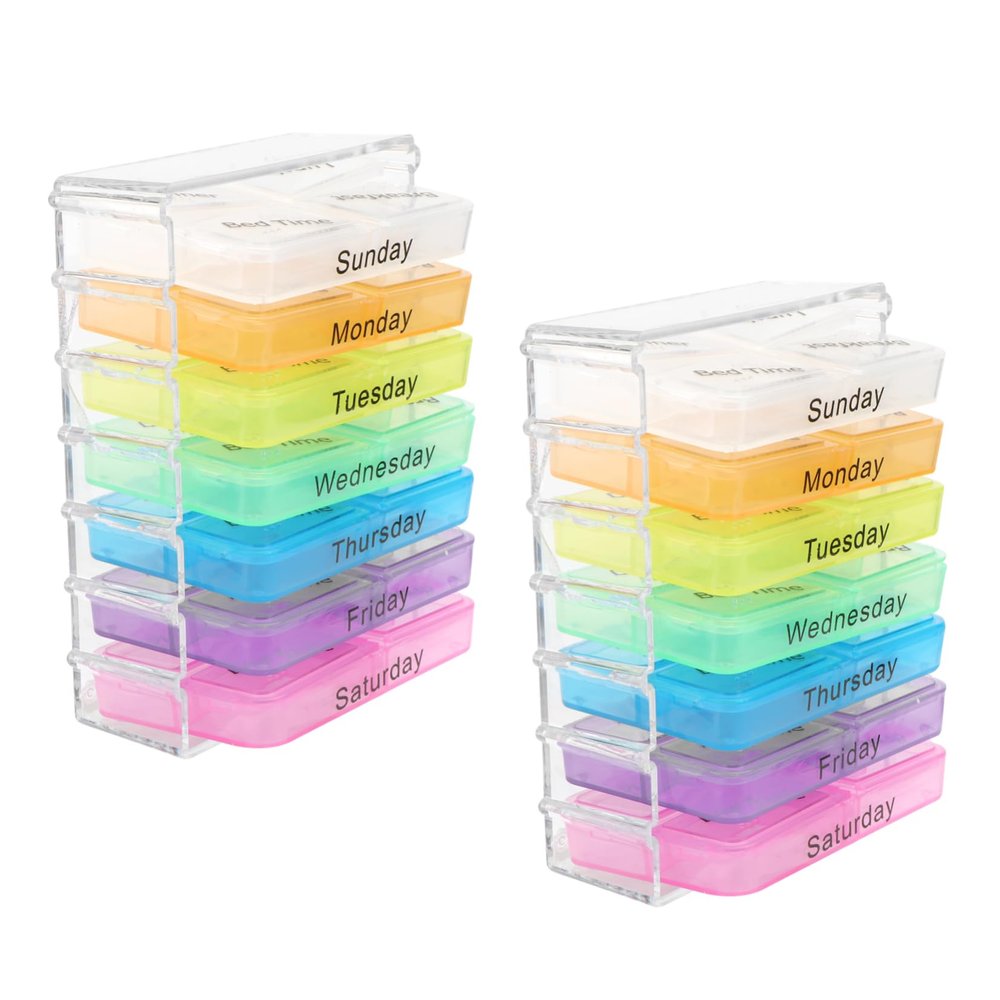 2sets Portable Medicine Organizer Lightweight Pill Storage Case for Outdoor Use Moisture Daily Medicine Container for Travel and Vitamins