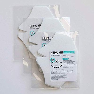 30 Filters (3 Pack) HEPA11 Face Mask Refill Filter Inserts, Made in Korea