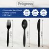 Progress [Combo Pack] Plastic Silverware Disposable Assorted Cutlery Set Premium Quality Count Large Pack Heavyweight Utensils Forks, Spoons and Knives Perfect Cutlery for Parties (300) view 3