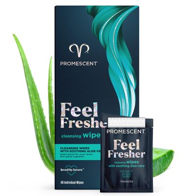 Promescent After Sex Clean Up Wipes Individually Wrapped Made with Aloe Vera, Gentle pH Balanced Formula Sex Wipes for Men, Women & Couples (40 Count)