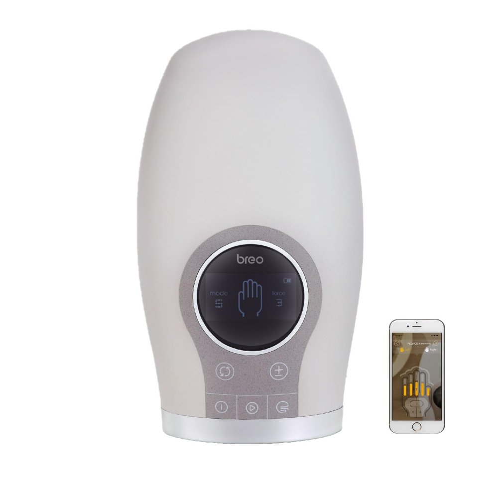 Breo WOWOS Hand Massager with Heating Function, APP Control, Cordless, Smart Massage for Lady, Finger, Hand Pain Relief
