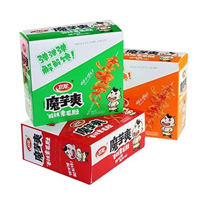 WeiLong Latiao, Damianjin Spicy Gluten, Wei Long Konjac 20 Sachets / 360g Chinese Snack ,Chanmoyu,Moyushuang, Independent small package. (Hot and sour)