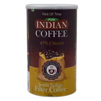 Nick of Time South Indian Filter Coffee (55:45 CoffeeChicory) | 100% Arabica AA Dark Roast | Rich Flavor & Aroma | Brewed by Women Awakening 13 Countries for 10+ Years (500g|17.63 oz)