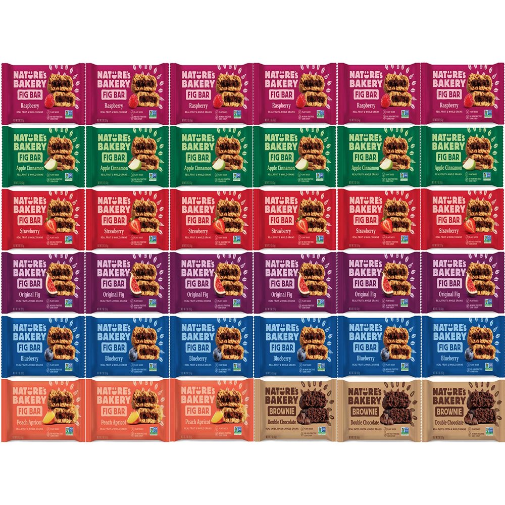 Stone Ground Whole Wheat Fig Bars - 36 Count Variety Pack All Natural, Non-GMO Snack Variety Box, Assorted variety pack