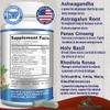 Adaptogen Stress Relief Immune Support Formula - Adaptogenic Adrenal Support with Ashwagandha, Astragalus, Ginseng, Holy Basil, Rhodiola, Amla, Maca, Schisandra, Non-GMO - 60 Capsules view 2