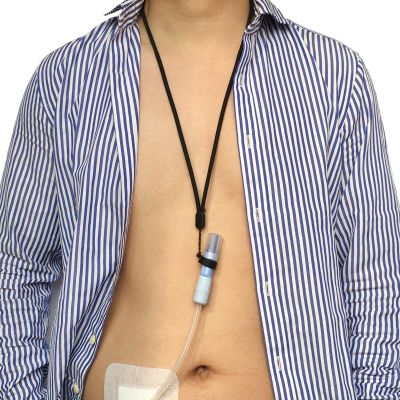 2PCS Peritoneal Dialysis Transfer Set Holder PD Catheter Lanyard with Silicone Necklace Accessories for Feeding Tube Peg G Tube Women Men, Black