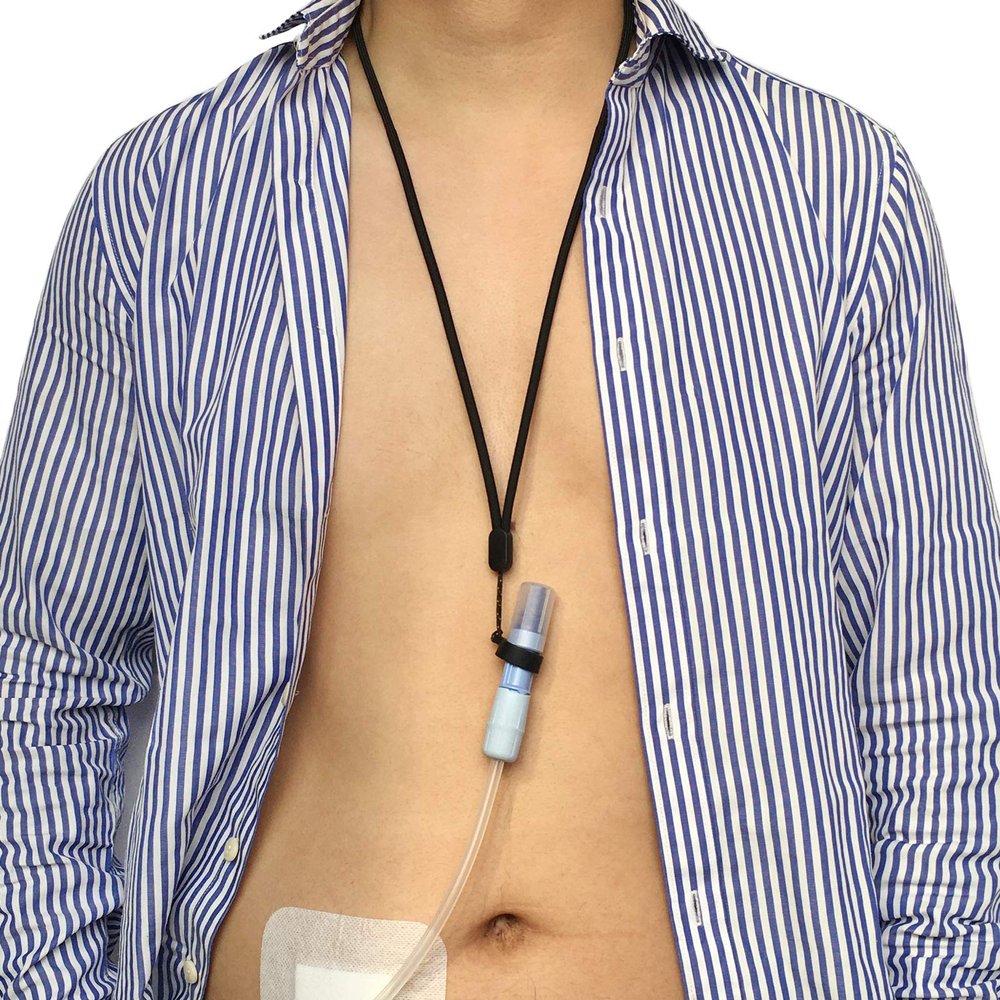 2PCS Peritoneal Dialysis Transfer Set Holder PD Catheter Lanyard with Silicone Necklace Accessories for Feeding Tube Peg G Tube Women Men, Black