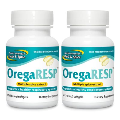 NORTH AMERICAN HERB & SPICE OregaResp P73, 60 Softgels - Pack of 2 - Supports Immune & Respiratory Health - Multiple Spice Oil Complex with Oreganol P73 Oregano Oil - Non-GMO - 60 Total Servings