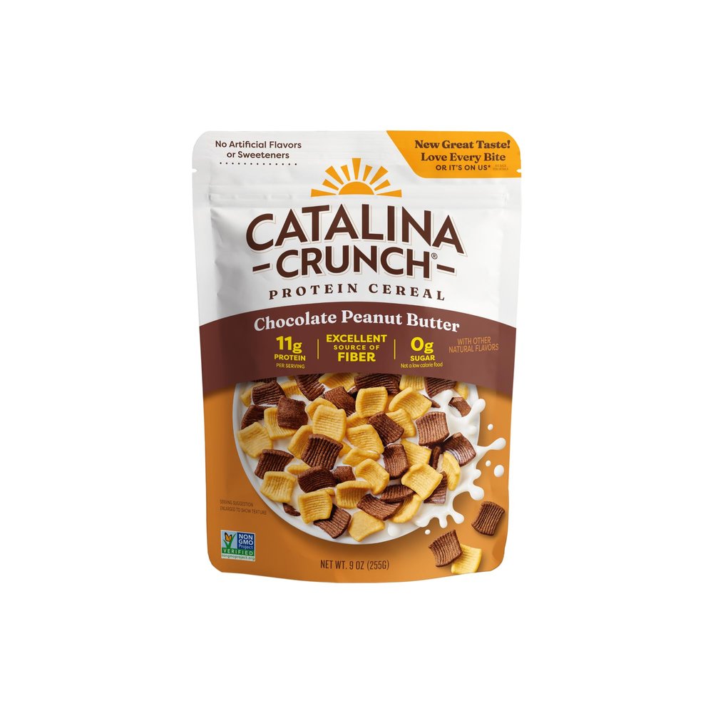 Catalina Crunch Protein Cereal - Sugar Free Breakfast Cereal with 11g of Protein - Gluten Free, Keto Friendly - Chocolate Peanut Butter - 9 oz. Bag (Pack of 1)