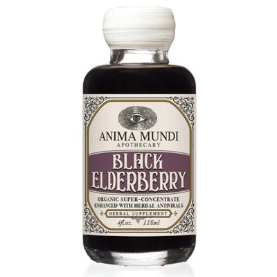 Anima Mundi Apothecary Black Elderberry Syrup - Organic Elderberry Syrup with Skullcap Baikal, Cordyceps, Reishi, Shiitake & Maitake Mushrooms to Help Support Immune Health (4oz / 118ml)