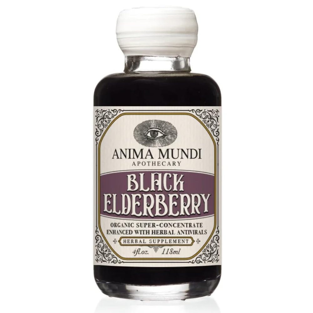 Anima Mundi Apothecary Black Elderberry Syrup - Organic Elderberry Syrup with Skullcap Baikal, Cordyceps, Reishi, Shiitake & Maitake Mushrooms to Help Support Immune Health (4oz / 118ml)