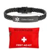 Dainty Leather Medical Alert Bracelet Personalized ID Nameplate Bracelets for Men Women Daily Alert Jewelry for Emergency SOS Name ICE Medical Info Customizable view 1