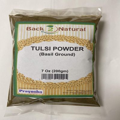 Back2Natural (B2N) Brand Basil (Tulsi) Powder (7 OZ) 200 GRM | Tulsi Powder Holy Basil Powder | Kosher and Non - Irradiated