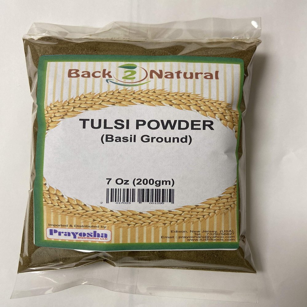 Back2Natural (B2N) Brand Basil (Tulsi) Powder (7 OZ) 200 GRM | Tulsi Powder Holy Basil Powder | Kosher and Non - Irradiated