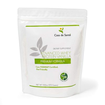 Casa de Sante Advanced Whey Protein Vanilla - GLP-1 Support | Low FODMAP Gut Friendly 25g Protein with ProHydrolase Enzymes Whey Isolate Powder | MD PhD Formulated -13 oz