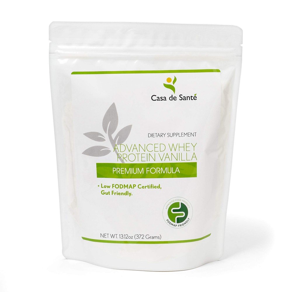 Casa de Sante Advanced Whey Protein Vanilla - GLP-1 Support | Low FODMAP Gut Friendly 25g Protein with ProHydrolase Enzymes Whey Isolate Powder | MD PhD Formulated -13 oz