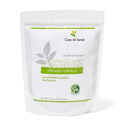 Casa de Sante Advanced Whey Protein Isolate Chocolate, GLP-1 Support, Low FODMAP, Gut Friendly Protein Powder with ProHydrolase Enzymes, Naturally Sweetened - 25g Protein - 13 oz