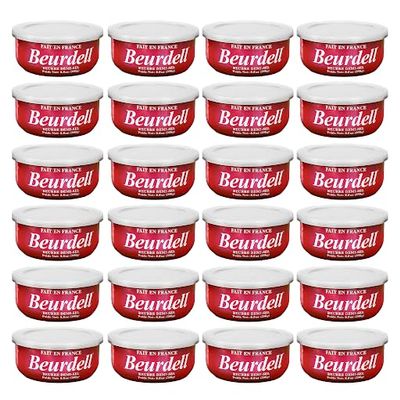 Beurdell French Salted Real Canned Butter 100% Natural Pasteurized Butter A real butter from France | Great For Hurricane Preparedness Emergency Survival Kit Great For Cooking, Baking Pack of 24