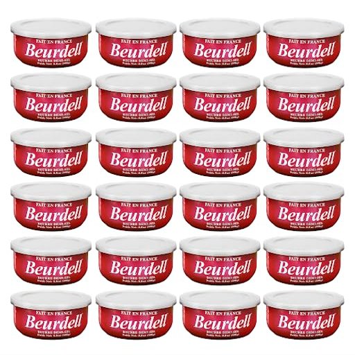Beurdell French Salted Real Canned Butter 100% Natural Pasteurized Butter A real butter from France | Great For Hurricane Preparedness Emergency Survival Kit Great For Cooking, Baking Pack of 24