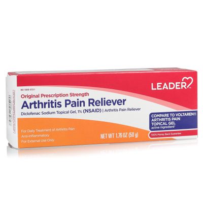 Leader Diclofenac Sodium Topical Pain Relief Gel Tube, Powerful Anti-Inflammatory Gel (Compare to Voltaren), 1.76 Ounce