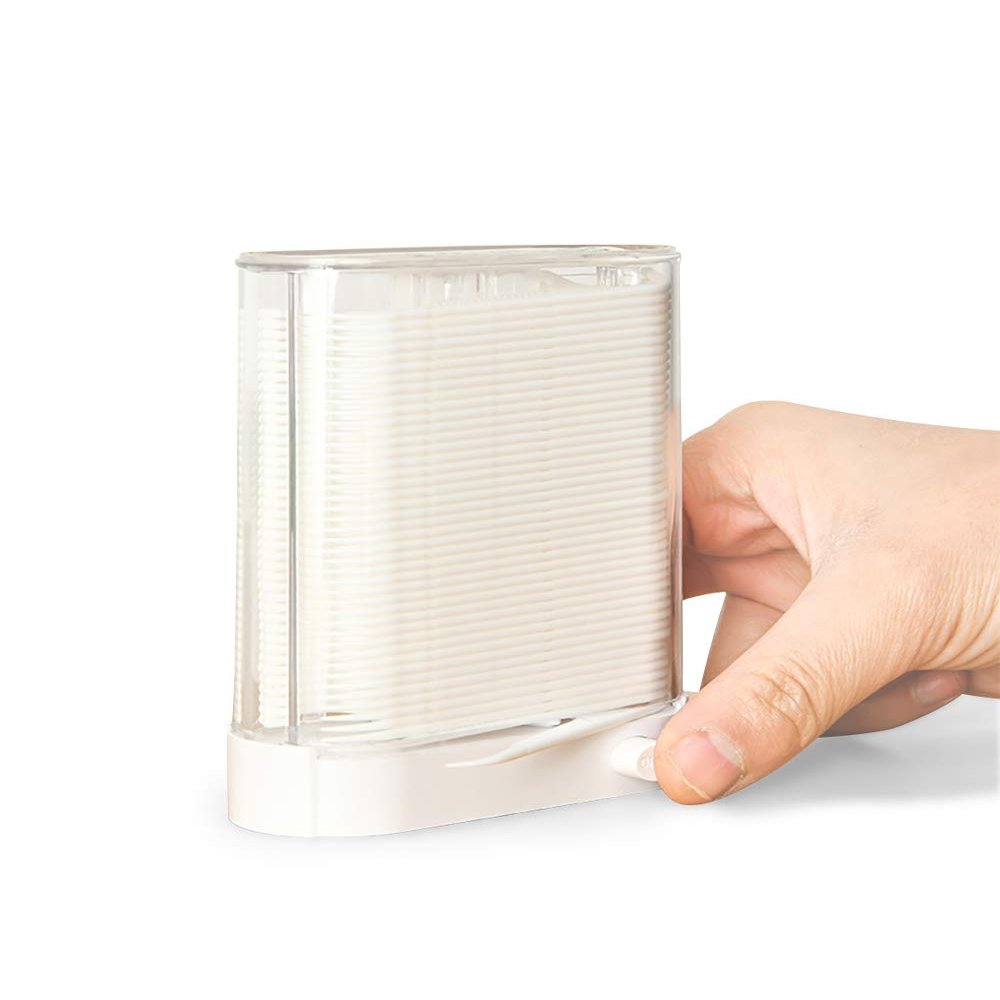 Automatic Floss Picks Holder, POP-UP Dental Floss Picks Storage Box, Touch One at a Time, More Hygienic, Container for Floss Sticks, for Dining Table, Bathroom and Office