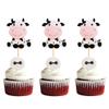 Keaziu 24 Pack Cow Cupcake Toppers Happy Birthday Cupcake Decorations for Cow Farm Animal Zoo Themed Kids Boy Girl Birthday Party Supplies Three Layers Party Decor view 1