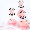 Keaziu 24 Pack Cow Cupcake Toppers Happy Birthday Cupcake Decorations for Cow Farm Animal Zoo Themed Kids Boy Girl Birthday Party Supplies Three Layers Party Decor view 2