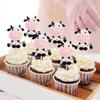 Keaziu 24 Pack Cow Cupcake Toppers Happy Birthday Cupcake Decorations for Cow Farm Animal Zoo Themed Kids Boy Girl Birthday Party Supplies Three Layers Party Decor view 3
