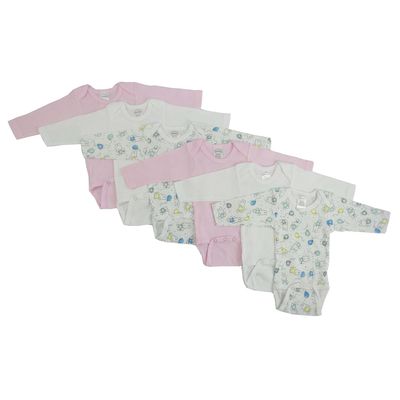 CS-103L-103L Girls Long Sleeve Printed Variety White & Pink - Large