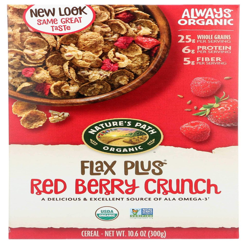 Natures Path Organic Cold Flax Plus Red Berry Crunch Cereal, 10.5 Ounce - 12 per case.