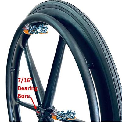 24" x 1" X-CORE 6 Spoke Wheel With Solid Everyday Tire, Pushrims and Bearings (Wheel With 7/16" Bearings)