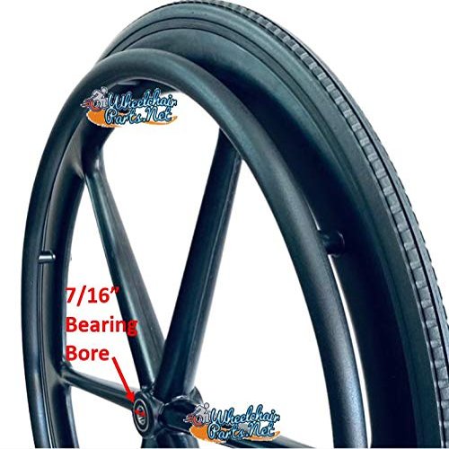 24" x 1" X-CORE 6 Spoke Wheel With Solid Everyday Tire, Pushrims and Bearings (Wheel With 7/16" Bearings)