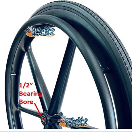 24" x 1" X-CORE 6 Spoke Wheel With Solid Everyday Tire, Pushrims and Bearings (Wheel With 1/2" Bearings)